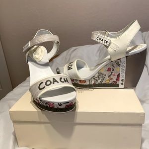 Coach wedges - rare graffiti hearts - valentine pink
